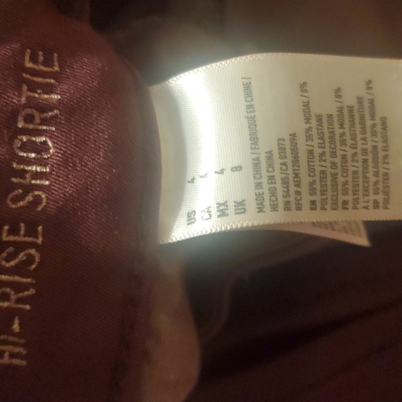 American Eagle Shosrts Womens Size  4 Burgundy Red Hi-rise Shortie Frayed-hem - Picture 3 of 6